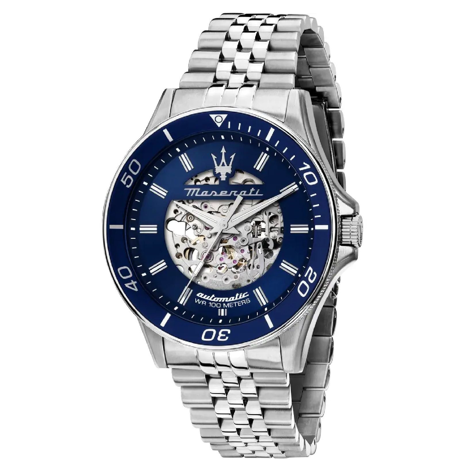 Orologio automatico uomo Maserati Sfida in acciaio quadrante blu 44mm R8823140011-1