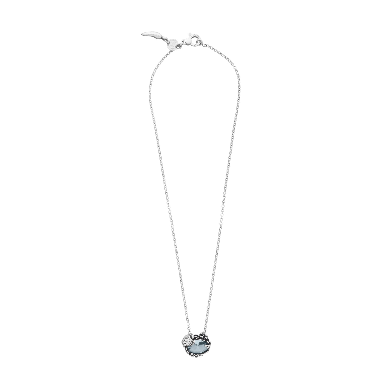 Collana pendente Giovanni Raspini argento 925 e quarzo azzurro 45 cm