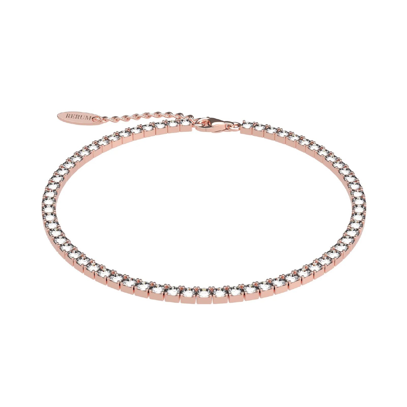 Bracciale Tennis Rerum in argento rosé zirconi bianchi Regolabile 16,5-19,5 cm