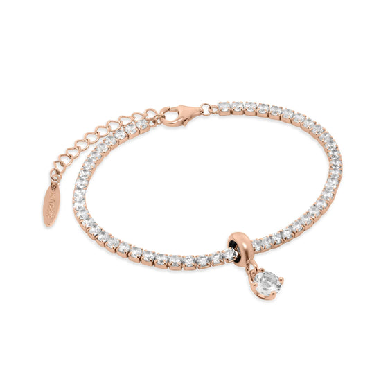 Bracciale Tennis Rerum in argento rosé stopper zircone Regolabile 16-19 cm