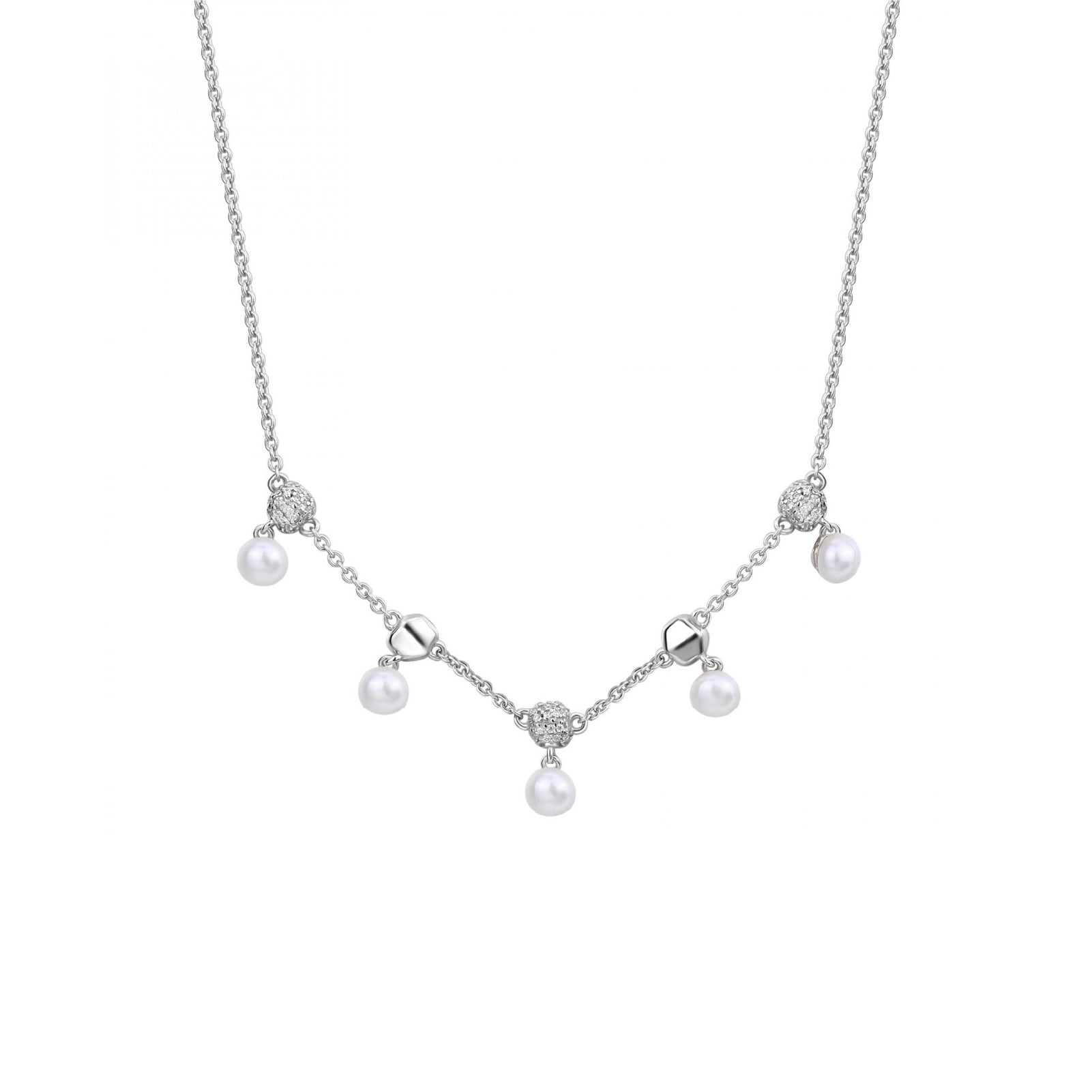 Collana con pendenti Rosato in argento 925 con zirconi e perle RO.RZAZ003