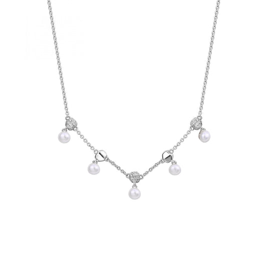 Collana con pendenti Rosato in argento 925 con zirconi e perle RO.RZAZ003