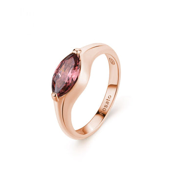 Anello solitario Rosato Gaia donna in argento rosè con zircone rodolite