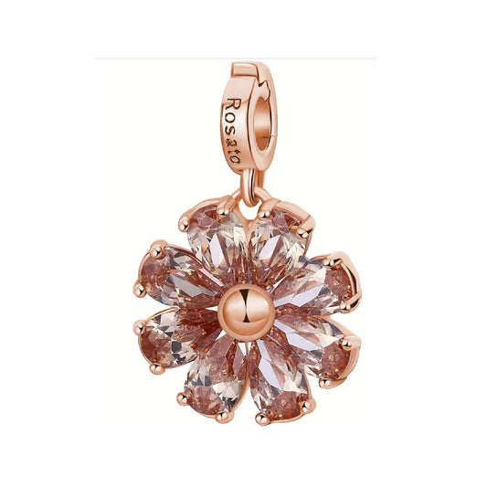 Charm donna Rosato Storie argento rosé zirconi beige a fiore