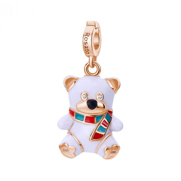 Charm donna Rosato Storie argento rosé orso bianco multicolor e zirconi