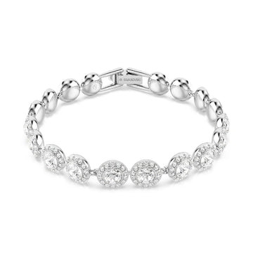 Bracciale Swarovski placcato in rodio con cristalli Regolabile 15,5-17,5 cm