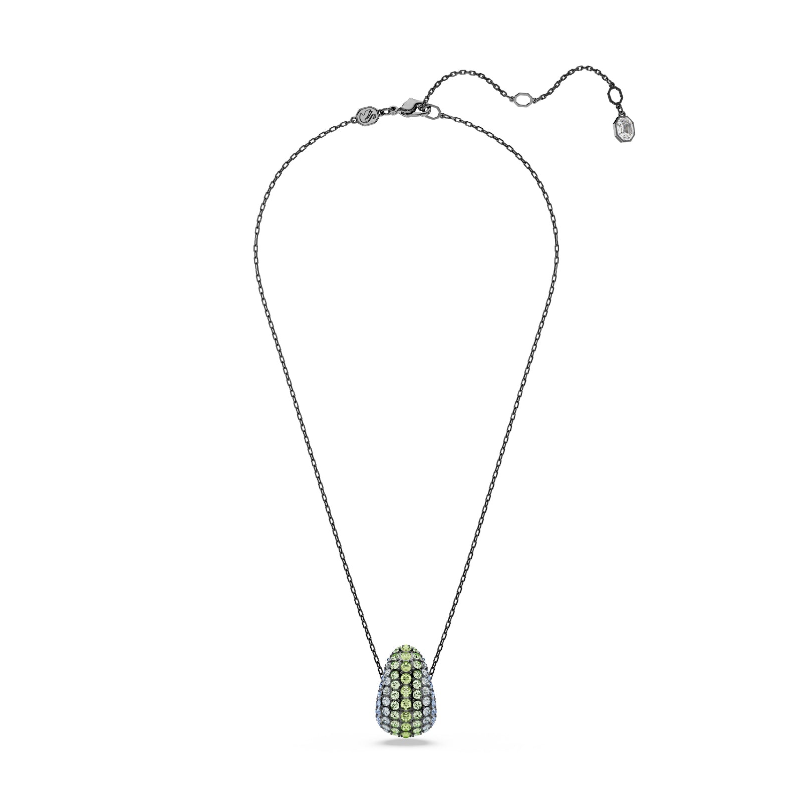 COLLANA CON PENDENTE SWAROVSKI PLACCATA IN RUTENIO E CRISTALLI Regolabile 39-45 cm