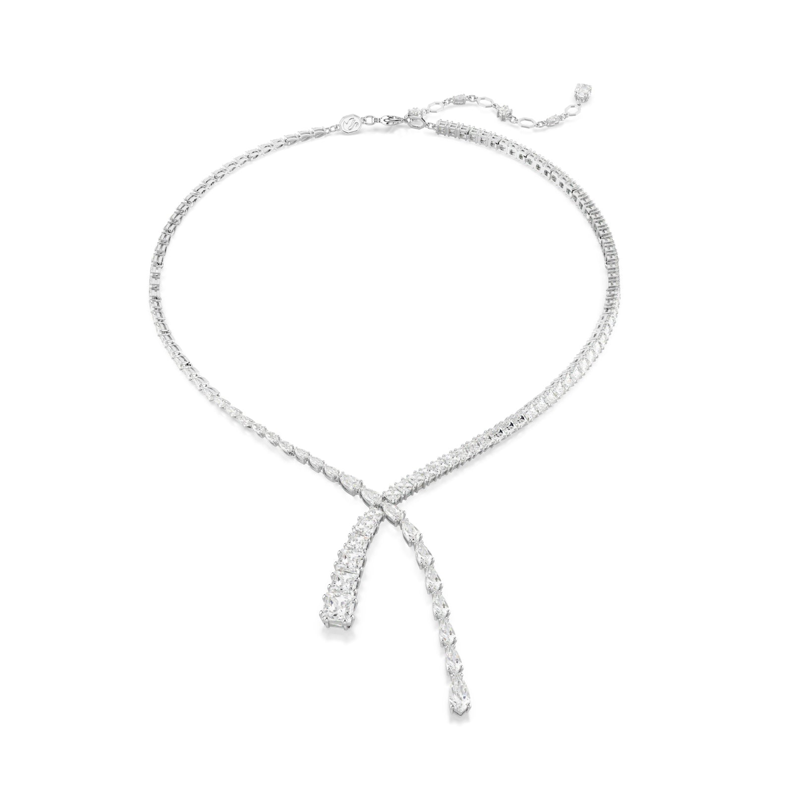 COLLANA GIROCOLLO SWAROVSKI PLACCATA IN RODIO CON ZIRCONI Regolabile 39-45 cm