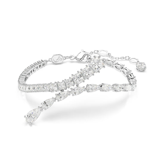 Bracciale rigido Swarovski placcato in rodio con zirconi Regolabile 15,5-19,5 cm