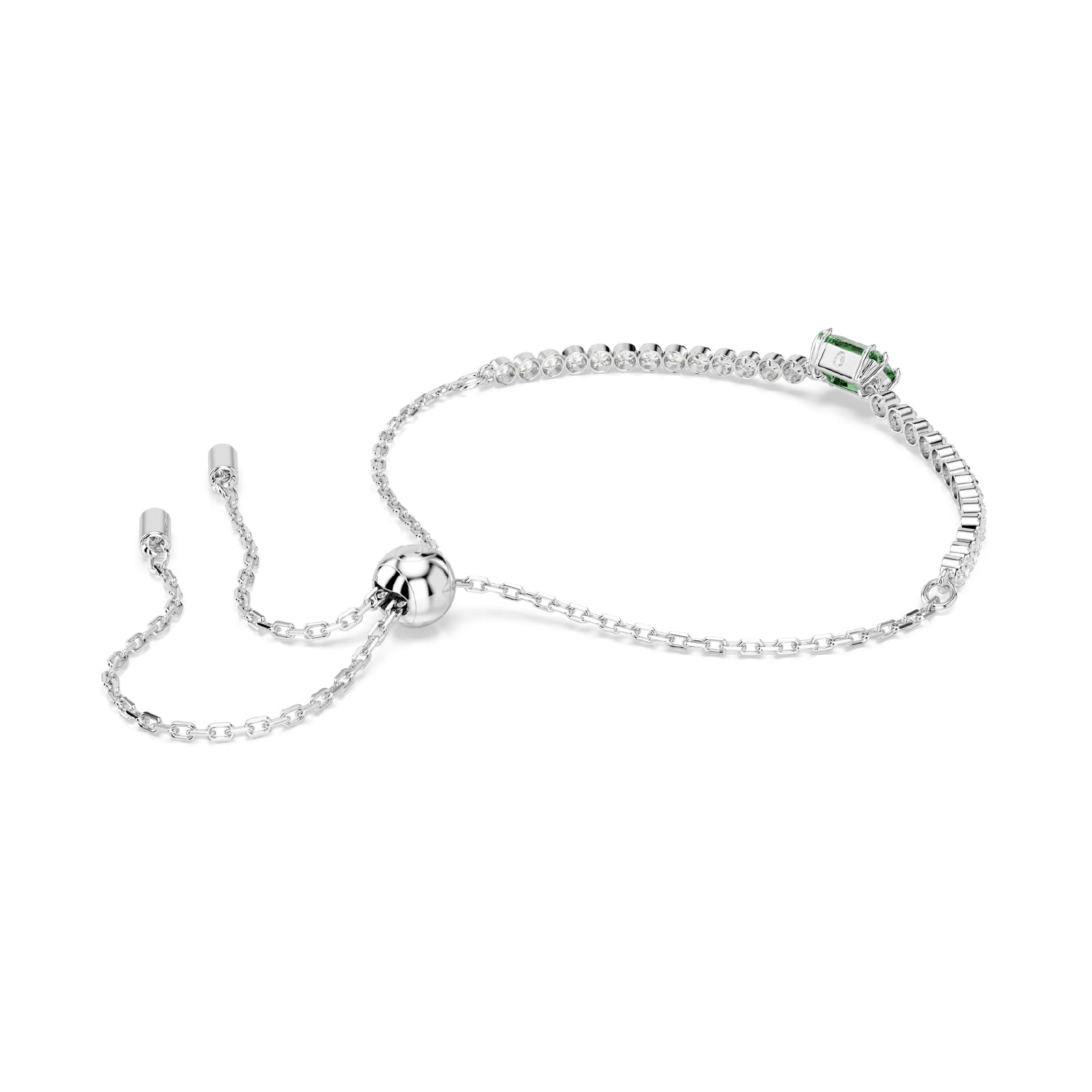 Bracciale tennis Swarovski rodiato con zircone verde REGOLABILE 24-32 CM