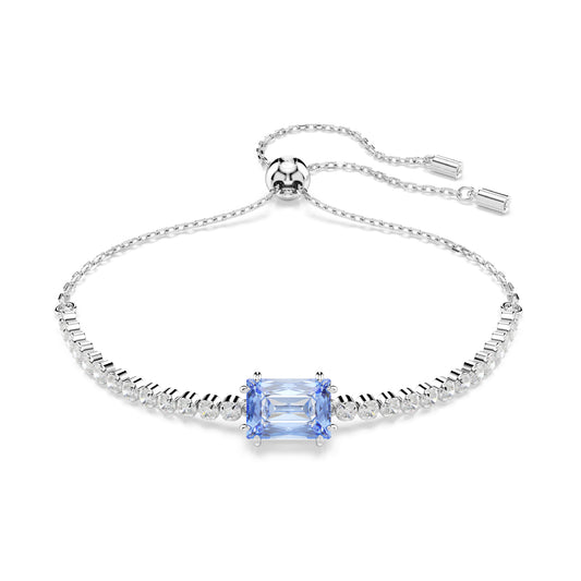 Bracciale tennis Swarovski rodiato con zircone blu REGOLABILE 24-32 CM