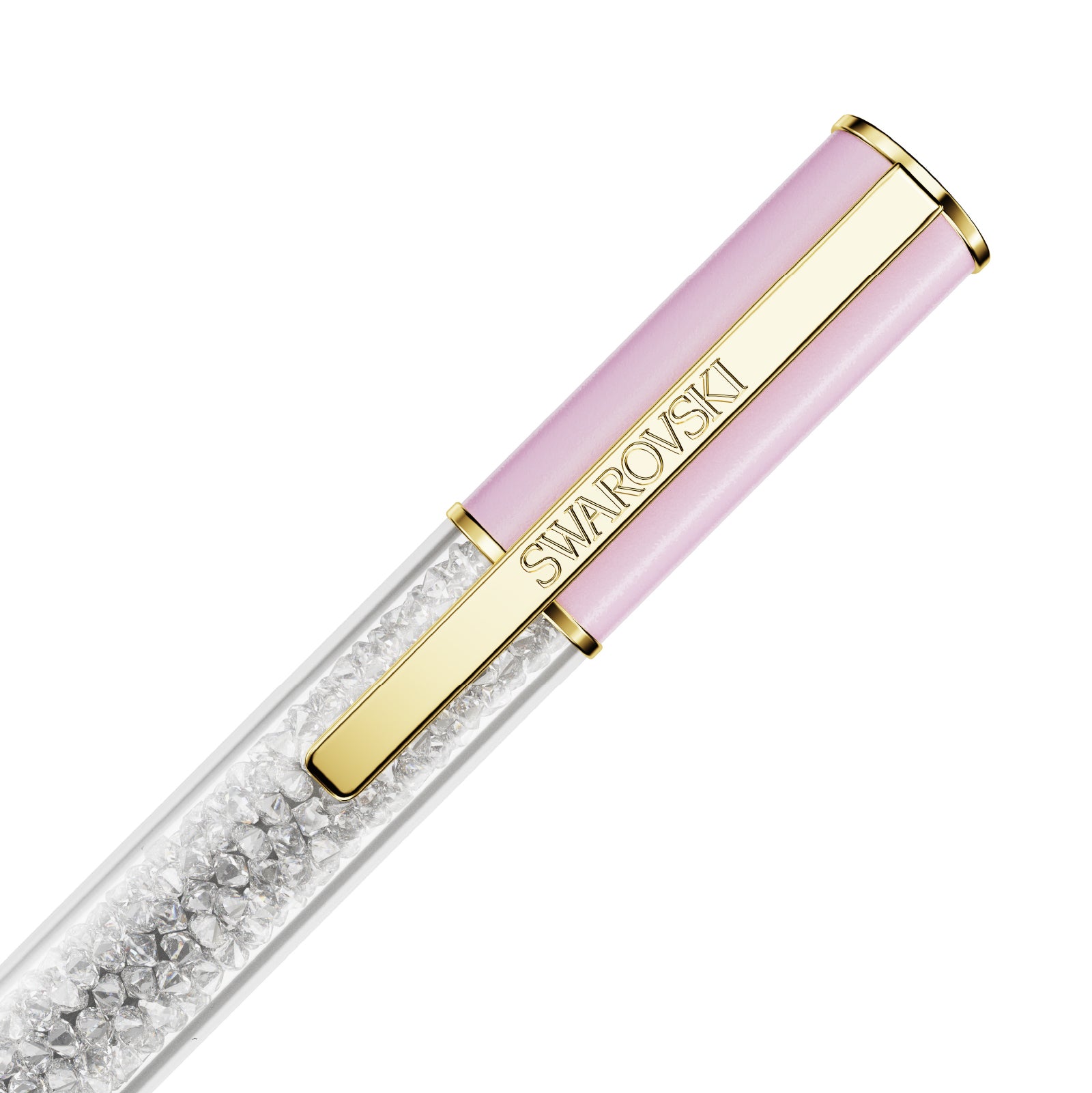 Penna a sfera Swarovski laccata rosa con cristalli MISURA UNICA