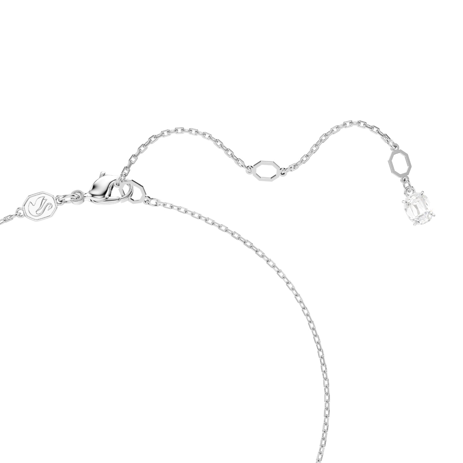 Collana con pendente Swarovski rodiata con perla e zirconi Regolabile 39-45 cm