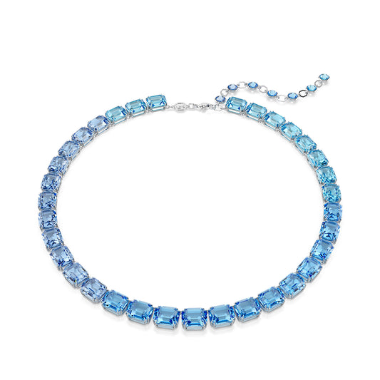 Collana girocollo Swarovski placcata rodio con cristalli blu S.5694136