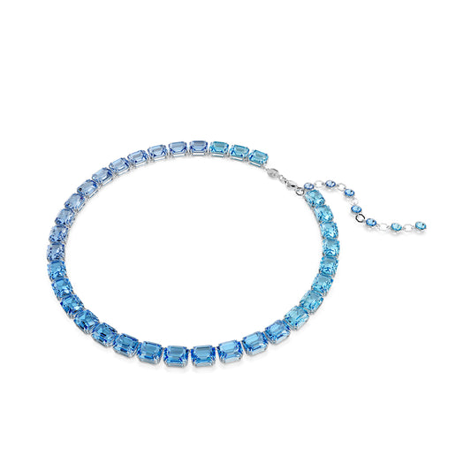 Collana tennis Swarovski placcata rodio con cristalli blu MISURA UNICA