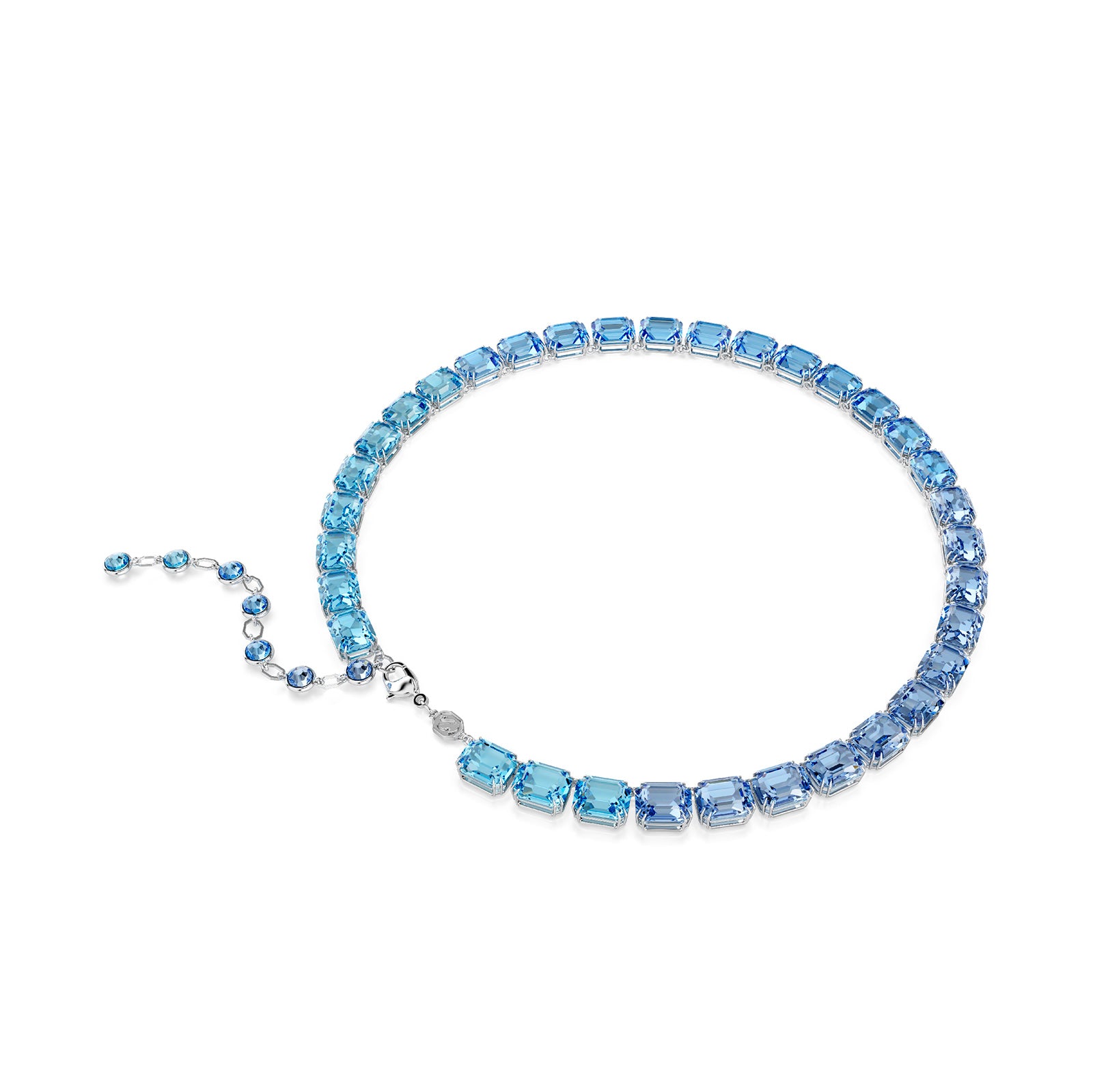 Collana girocollo Swarovski placcata rodio con cristalli blu S.5694136