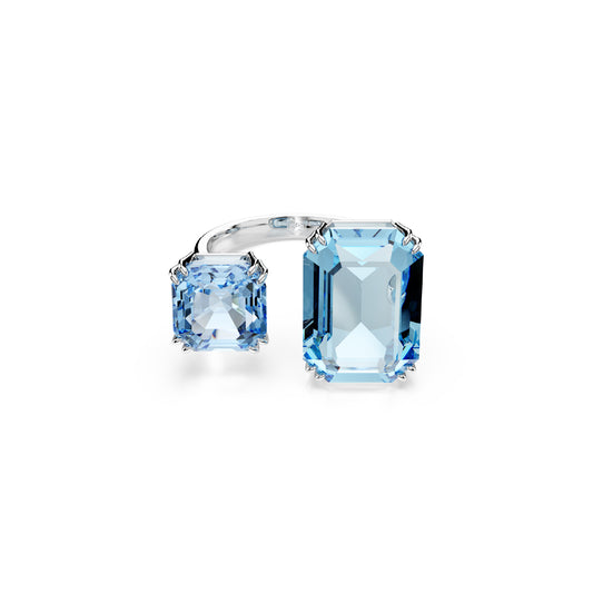 Anello aperto Swarovski placcato rodio con cristalli blu 12