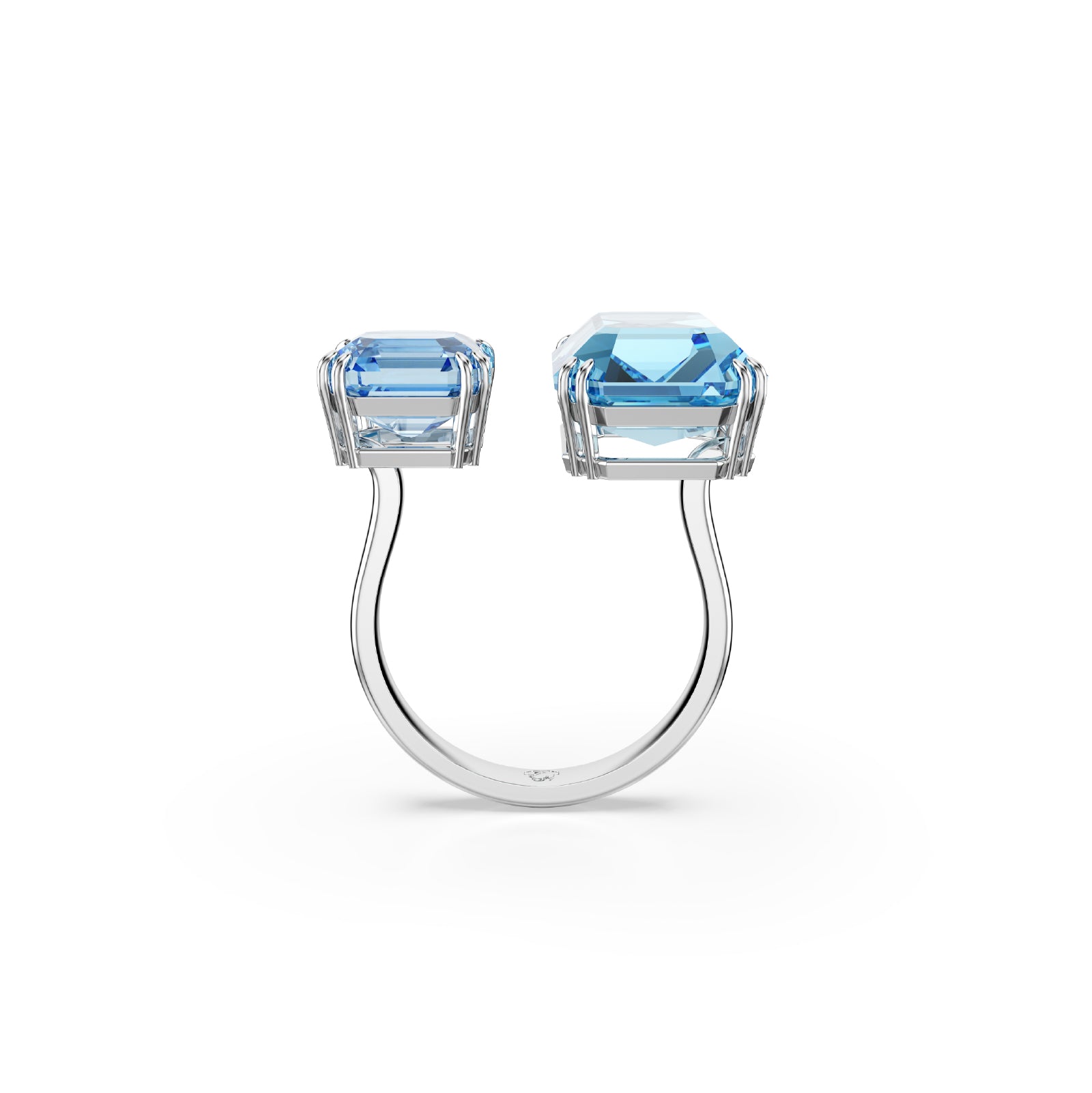 Anello aperto Swarovski placcato rodio con cristalli blu 12