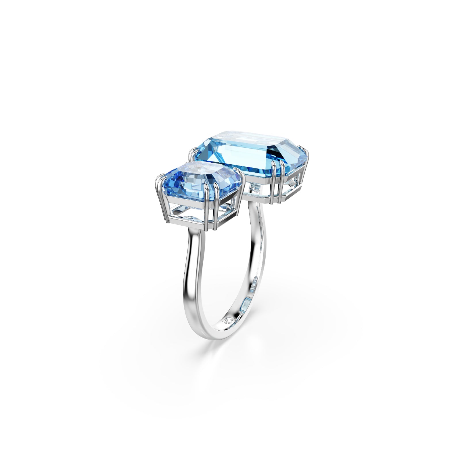 Anello aperto Swarovski placcato rodio con cristalli blu 12