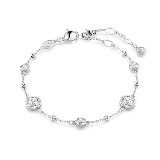 Bracciale Swarovski placcato in rodio con cristalli bianchi Regolabile 16-19,5 cm