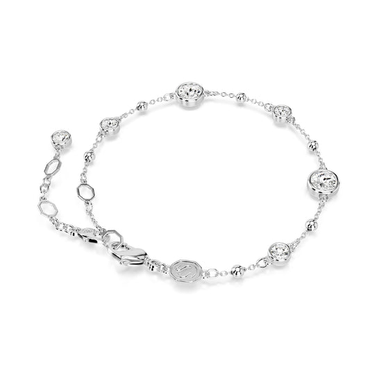 Bracciale Swarovski placcato in rodio con cristalli bianchi Regolabile 16-19,5 cm