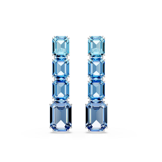 ORECCHINI PENDENTI SWAROVSKI PLACCATI RODIO E CRISTALLI BLU S.5696516