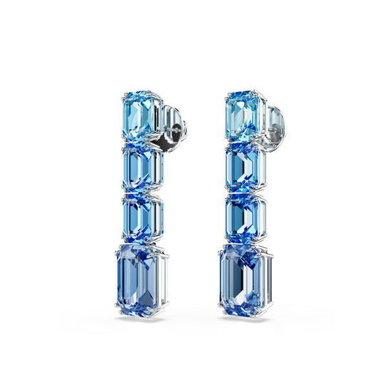 ORECCHINI PENDENTI SWAROVSKI PLACCATI RODIO E CRISTALLI BLU S.5696516