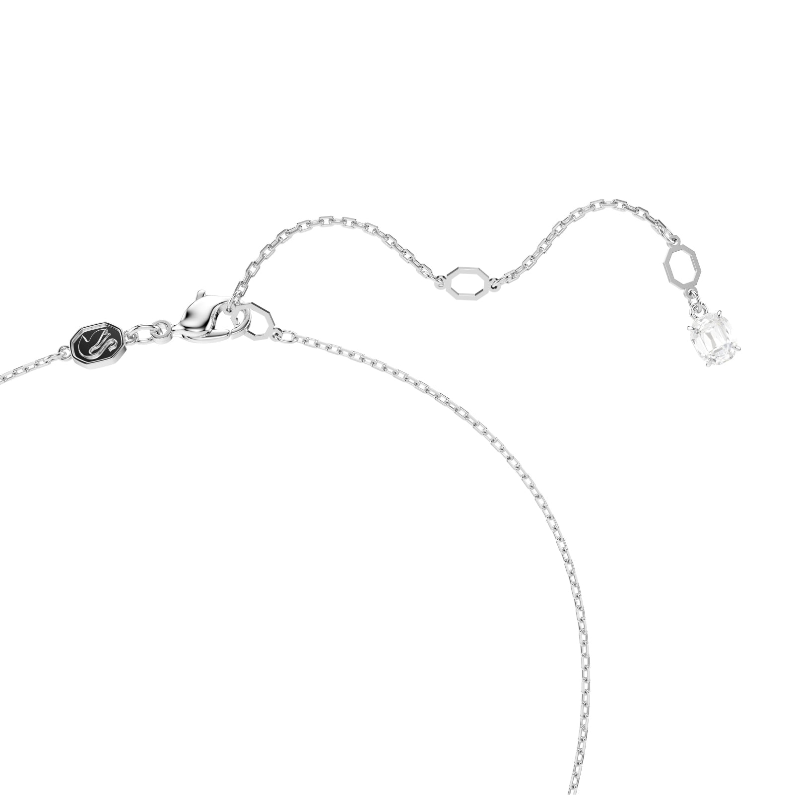 Collana con pendente Swarovski placcata rodio con zirconi Regolabile 39-45 cm