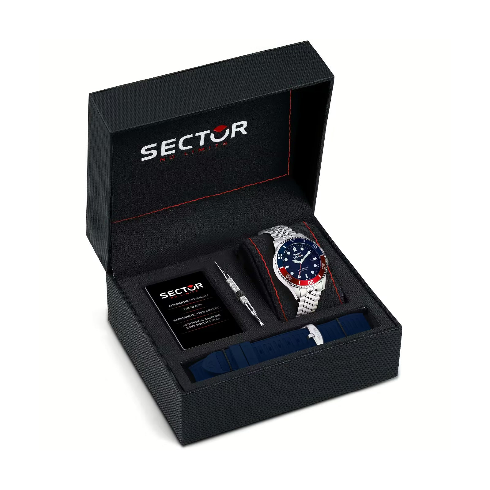 Orologio automatico Sector in acciaio blu e rosso da uomo S.R3223161018