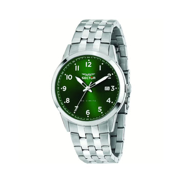 Orologio solo tempo Sector in acciaio color argento e verde MISURA UNICA