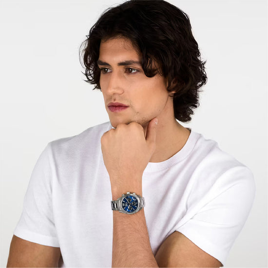 Orologio cronografo uomo Sector acciaio con quadrante blu