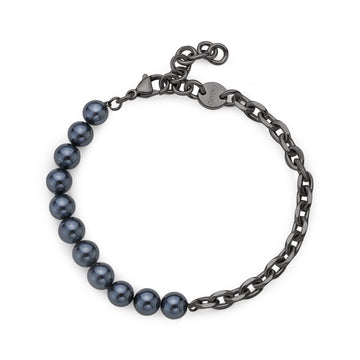 Bracciale con perle S'agap in acciaio 316L colore blu unisex 21 cm