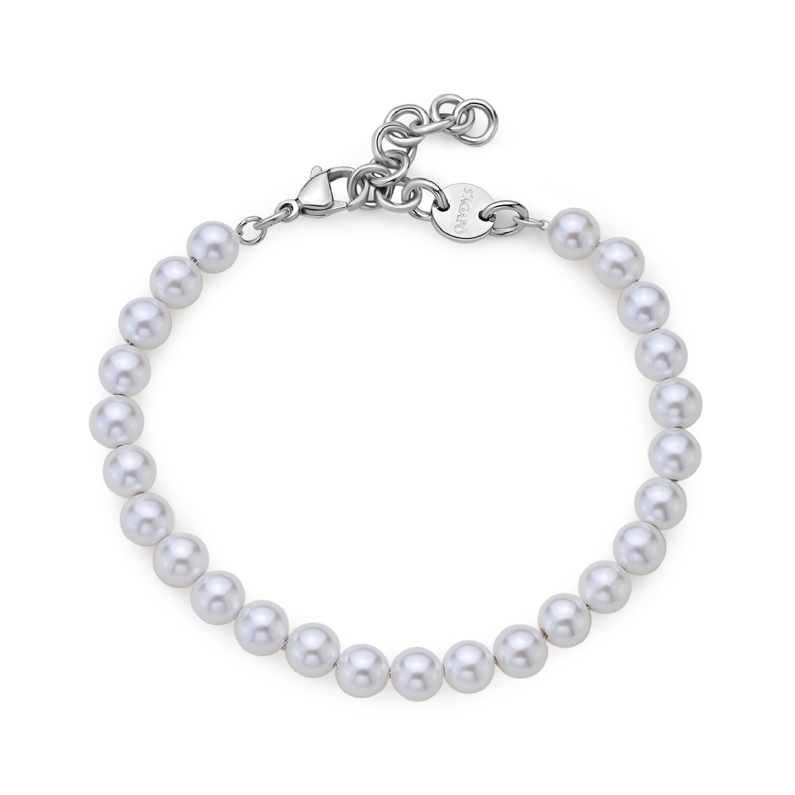 Bracciale con perle S'agap in acciaio 316L unisex 21 cm