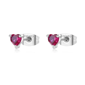 Orecchini S'agap in acciaio 316L con zircone ruby da donna MISURA UNICA