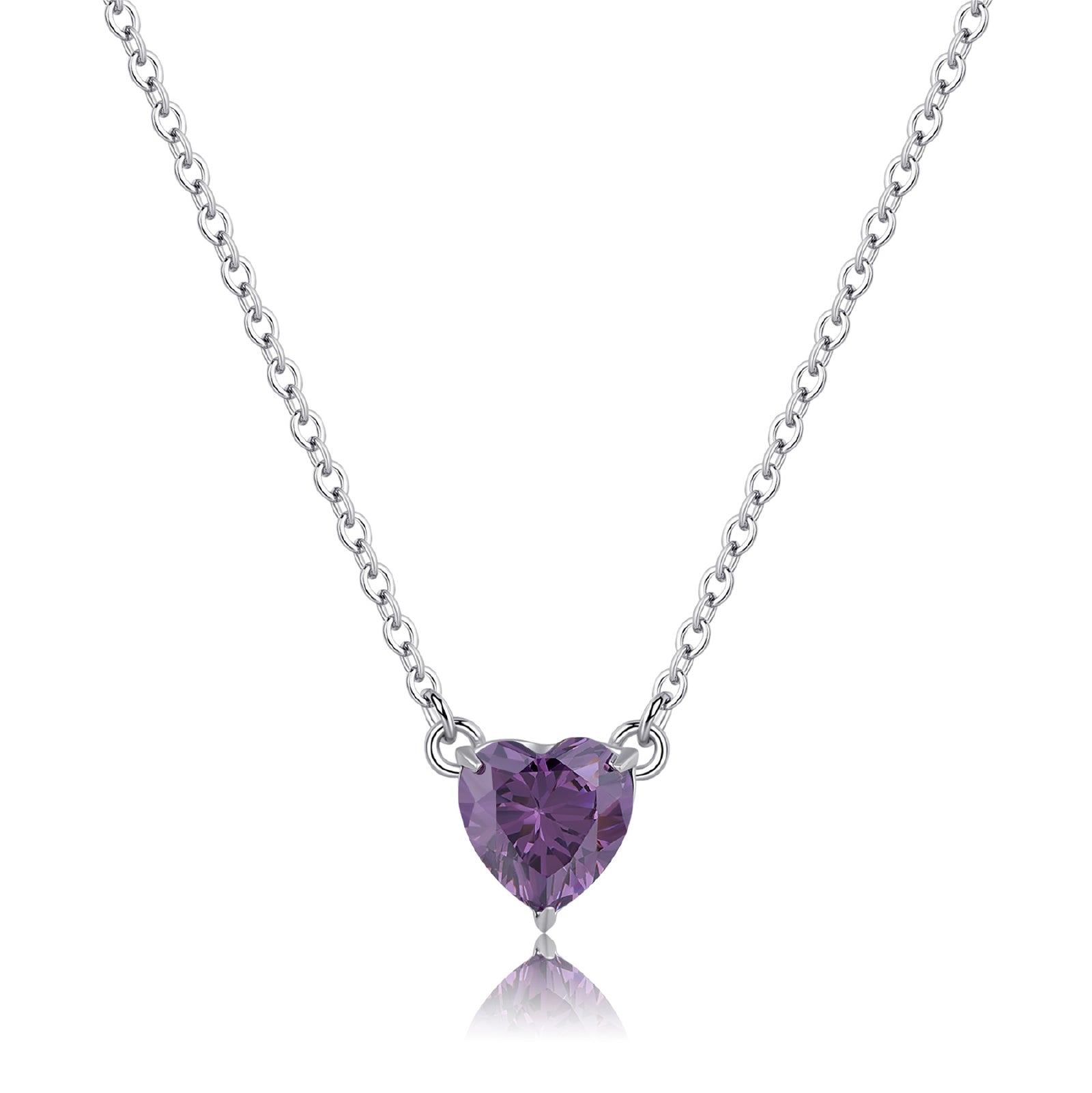 Collana con pendente S'agap in acciaio 316L e zircone viola 45 cm