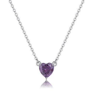 Collana con pendente S'agap in acciaio 316L e zircone viola 45 cm