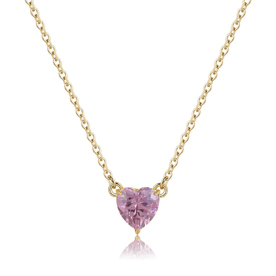 Collana pendente S'agapõ acciaio 316L oro e zircone rosa SA.SDZ61