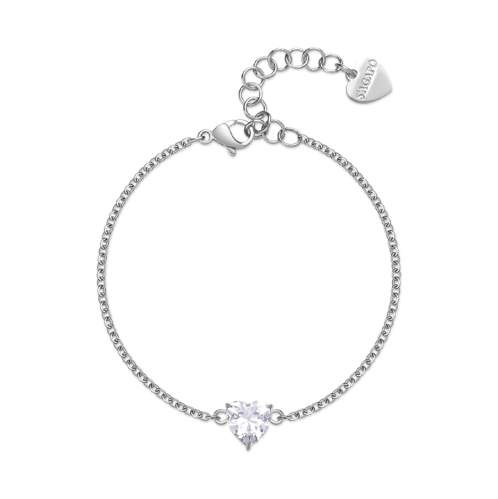 Bracciale S'agap in acciaio 316L con zircone da donna 18,5 cm