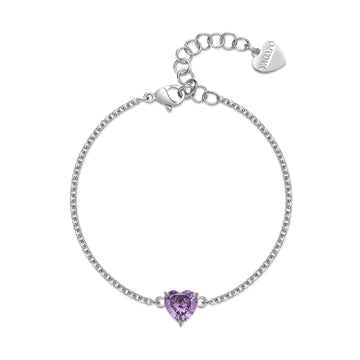 Bracciale S'agap in acciaio 316L con zircone viola da donna 18,5 cm