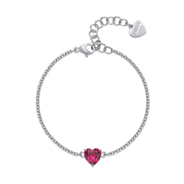 Bracciale S'agap in acciaio 316L con zircone rosso da donna 18,5 cm