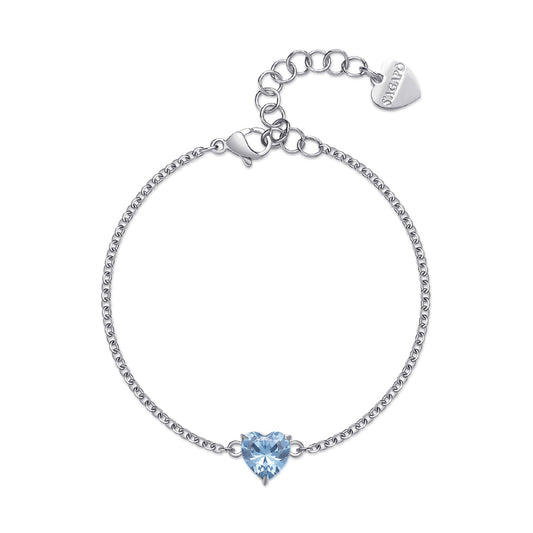 Bracciale S'agap in acciaio 316L con zircone azzurro da donna 18,5 cm