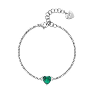 Bracciale S'agap in acciaio 316L con zircone verde da donna 18,5 cm