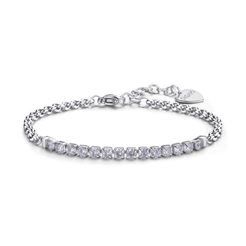 Bracciale tennis S'agap in acciaio 316L con zirconi 18,5 cm