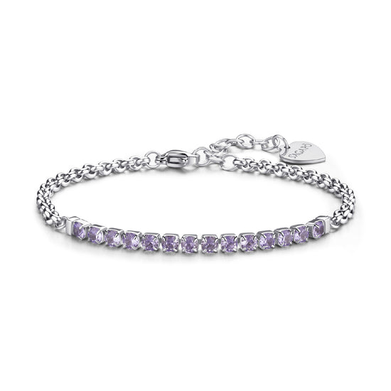 Bracciale tennis S'agapõ in acciaio 316L con zirconi viola SA.SDZ83