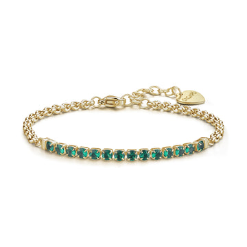 Bracciale tennis S'agap in acciaio 316L oro con zirconi verdi 18,5 cm