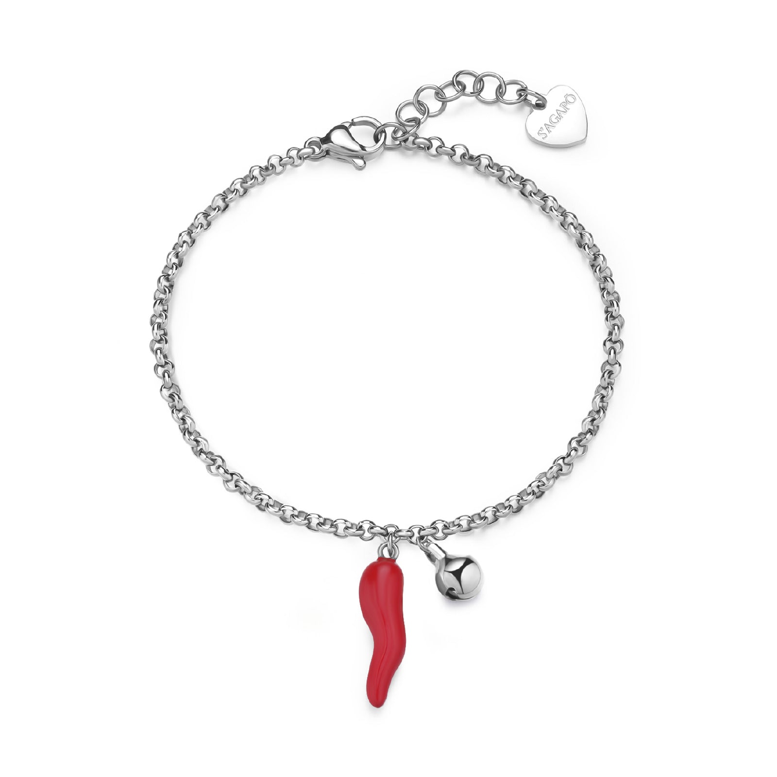 Bracciale con pendenti S'agap in acciaio 316L da donna 18,5 cm