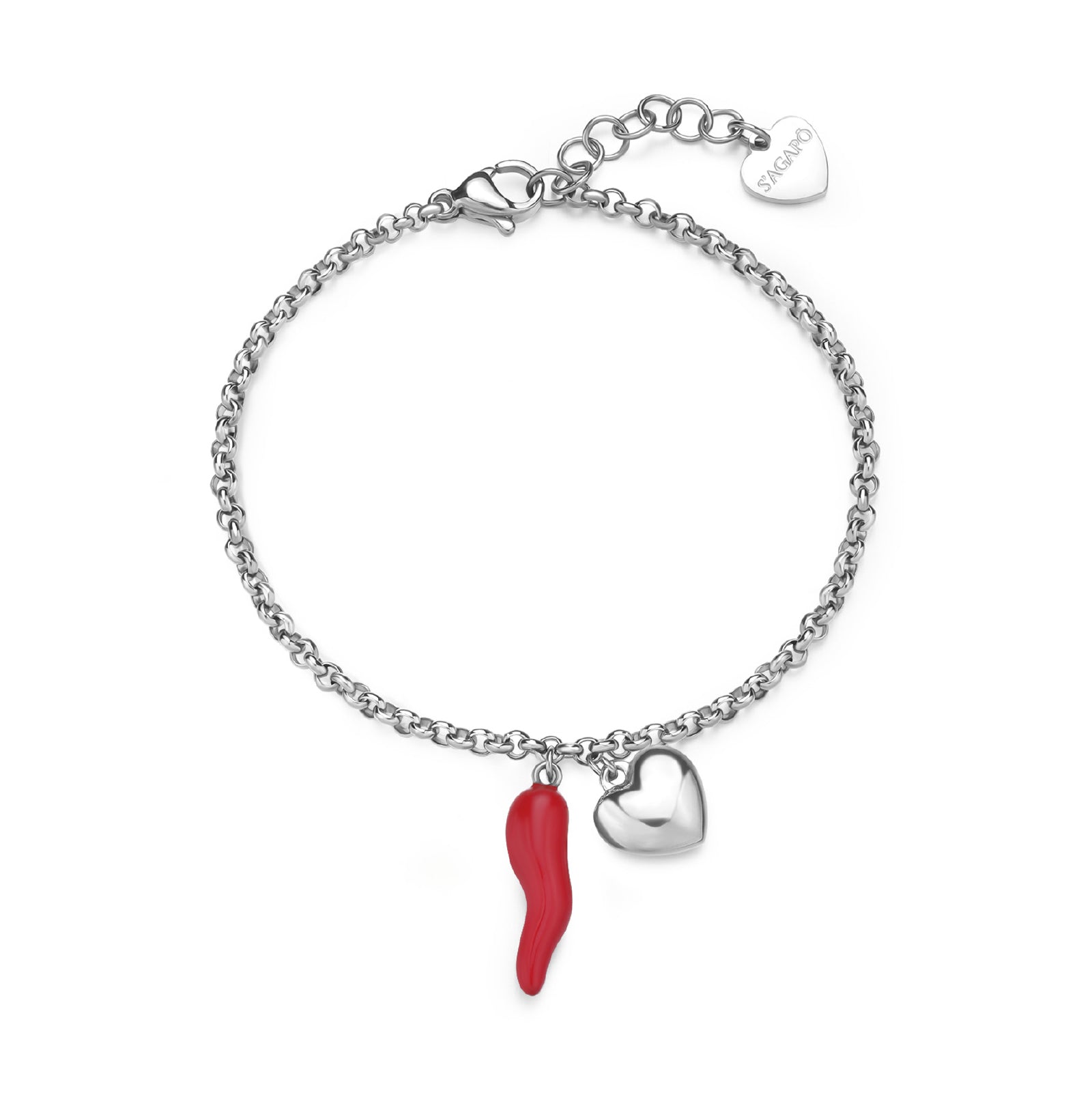 Bracciale con pendenti S'agap in acciaio 316L da donna 18,5 cm