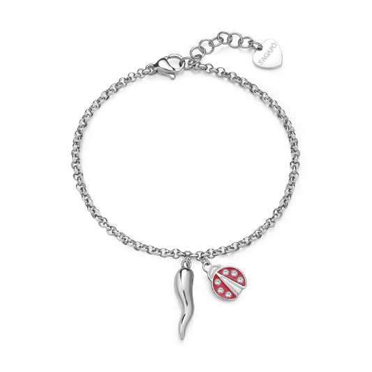 Bracciale con pendenti S'agap in acciaio 316L da donna 18,5 cm