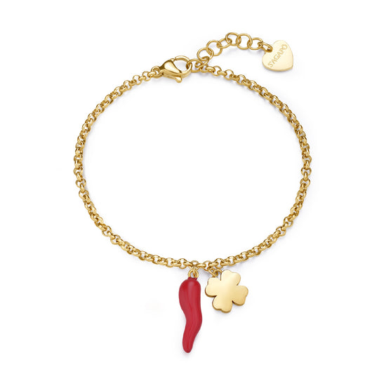 Bracciale con pendenti S'agapõ in acciaio 316L oro da donna SA.SFE19