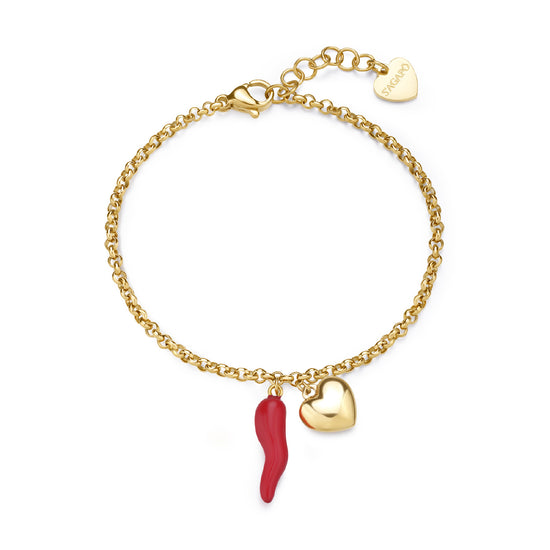 Bracciale con pendenti S'agapõ in acciaio 316L oro da donna SA.SFE20